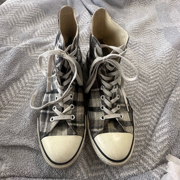 Converse Chuck Taylor Black and Gray Plaid Sneakers - Picture 2 of 8